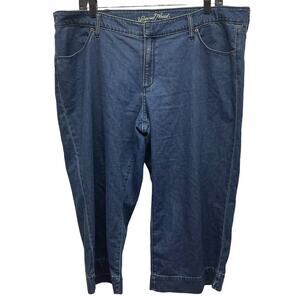 Universal Thread Womens 22W Cropped Hook Eye Closure Stretch Denim Blue Jeans